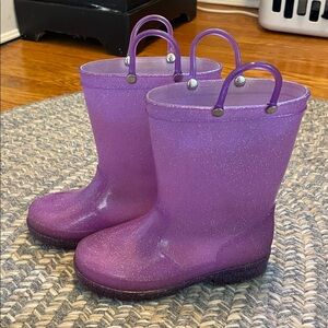 Purple Glitter Light Up Rain Boots - Size 1